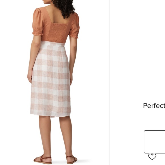 Anthro Heartloom Bently Red Pink Gingham Plaid High Waist Skirt Tie Coverup S - Picture 3 of 8